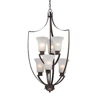 Elk Home Foyer Oil Rubbed Bronze With White Glass Chandelier
