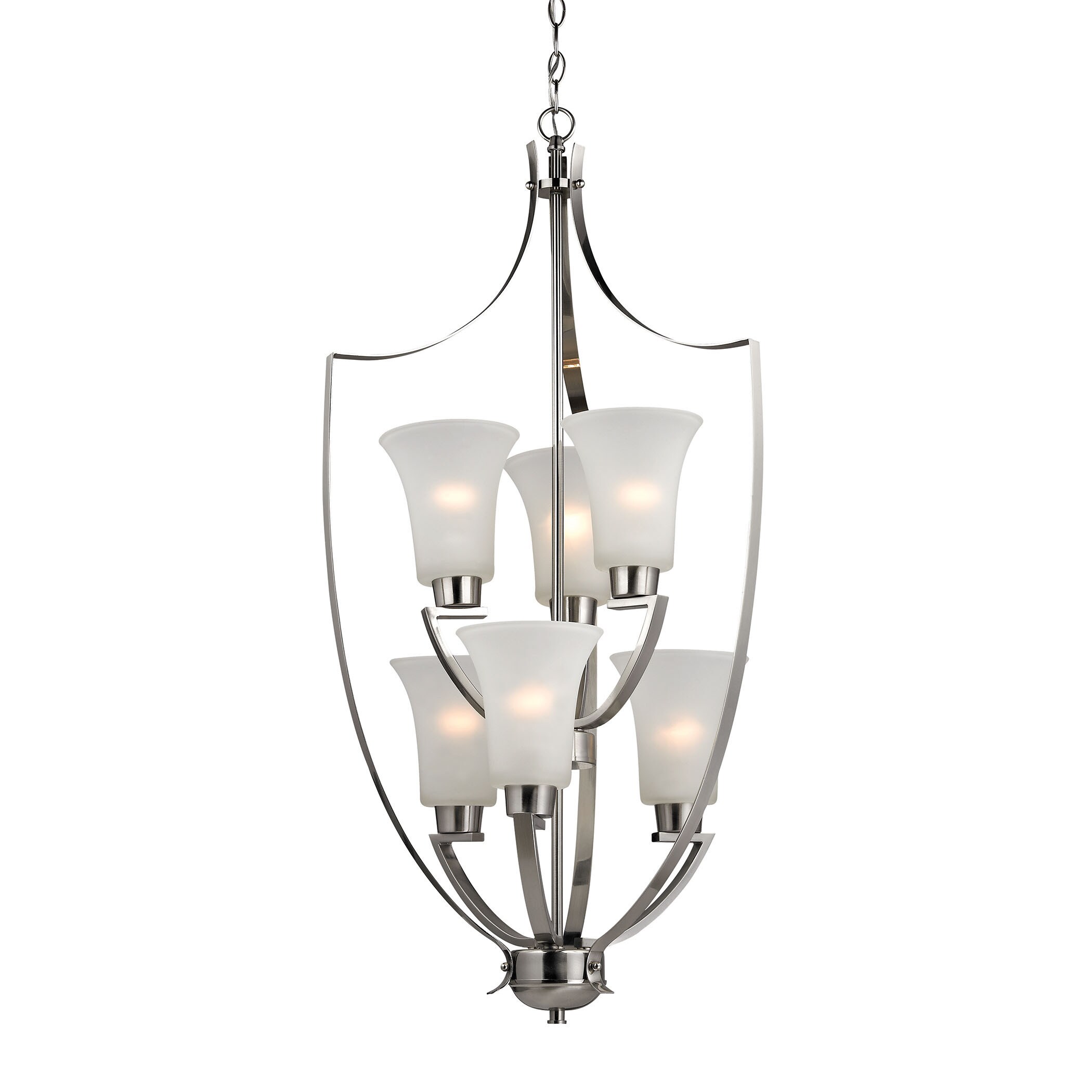 Cornerstone Foyer Collection 6 Light Chandelier In Brushed Nickel (Brushed Nickel Finish, 100 Medium Bulb) - Chandeliers For Bedrooms by Overstock.com