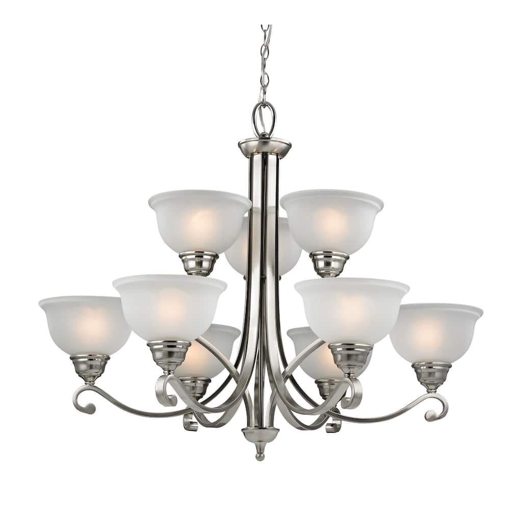 Elk Home Hamilton Brushed Nickel With White Glass Shade Chandelier