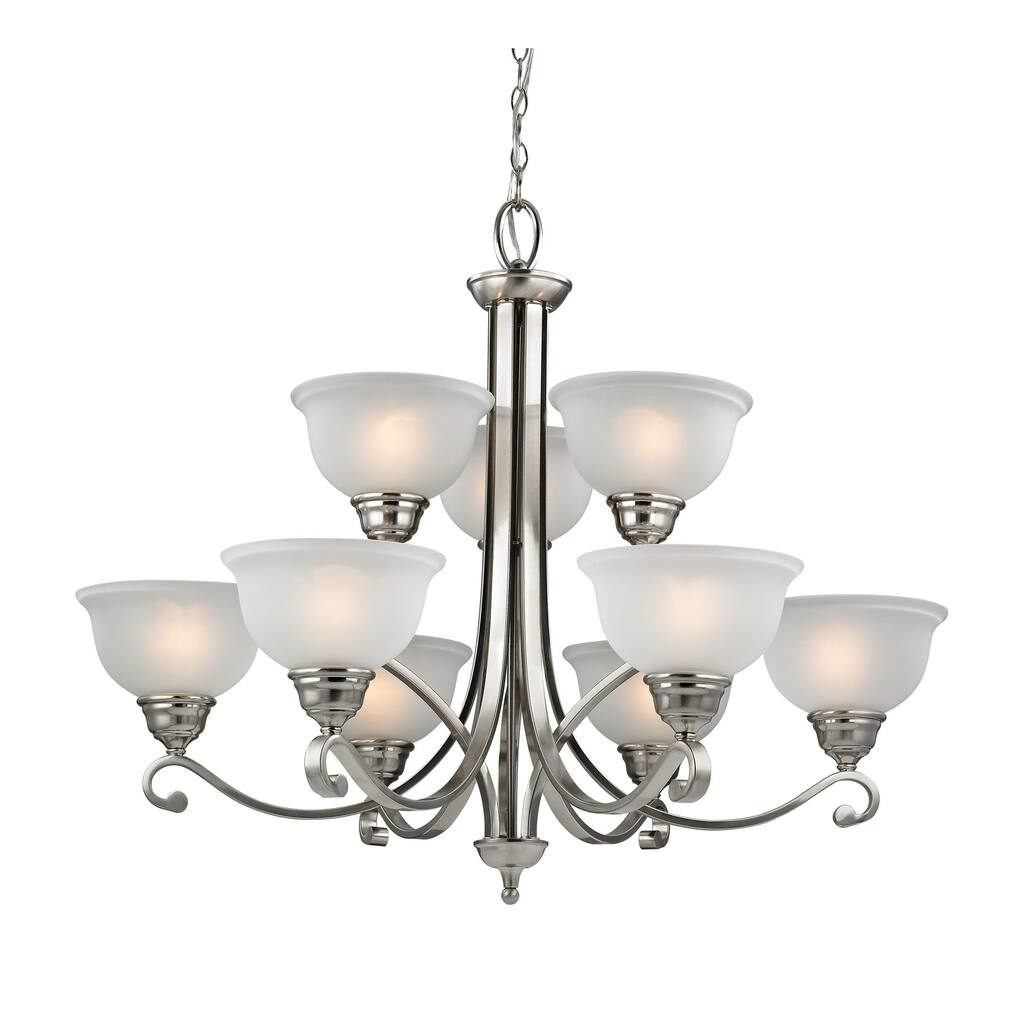 Elk Home Hamilton Brushed Nickel With White Glass Shade Chandelier