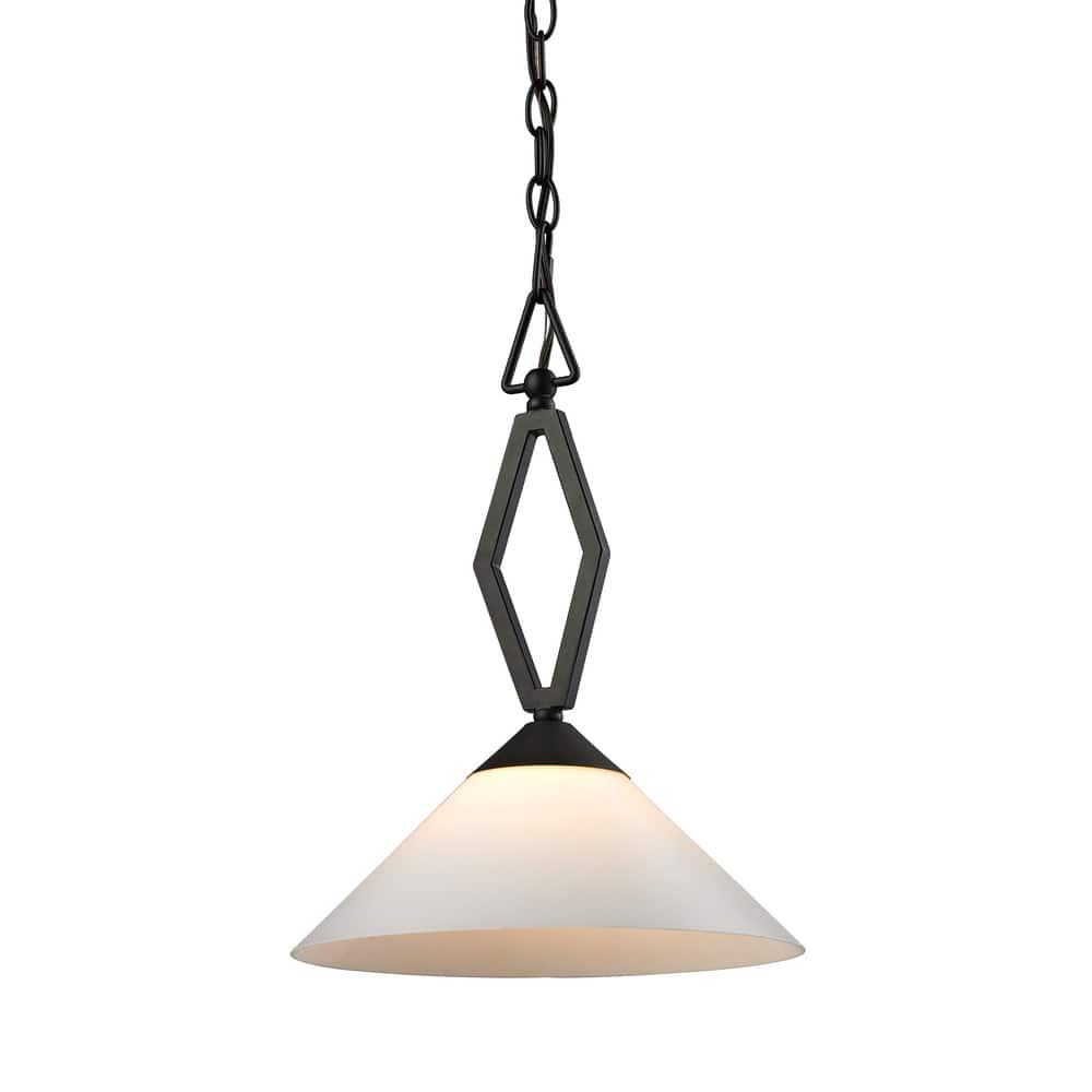 Elk Home Tribecca Oiled Bronze With White Glass Shade 1 Light Pendant
