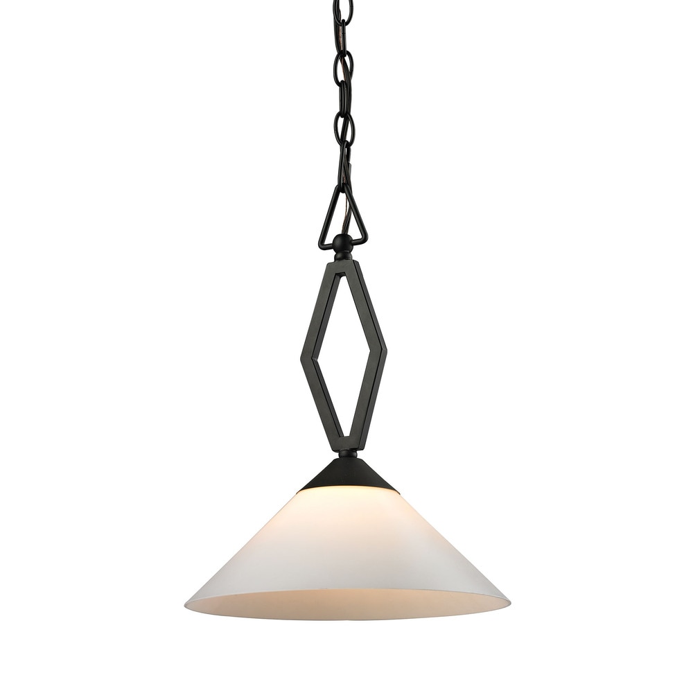 Elk Home Tribecca Oiled Bronze With White Glass Shade 1 Light Pendant