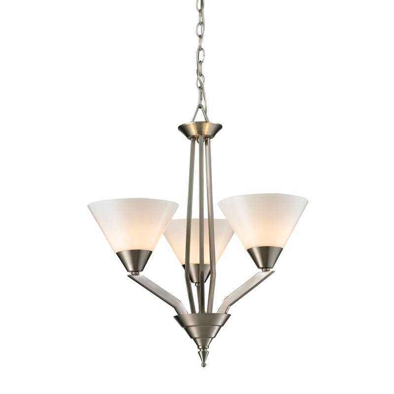 Elk Home Tribecca Brushed Nickel With White Glass Shade Chandelier