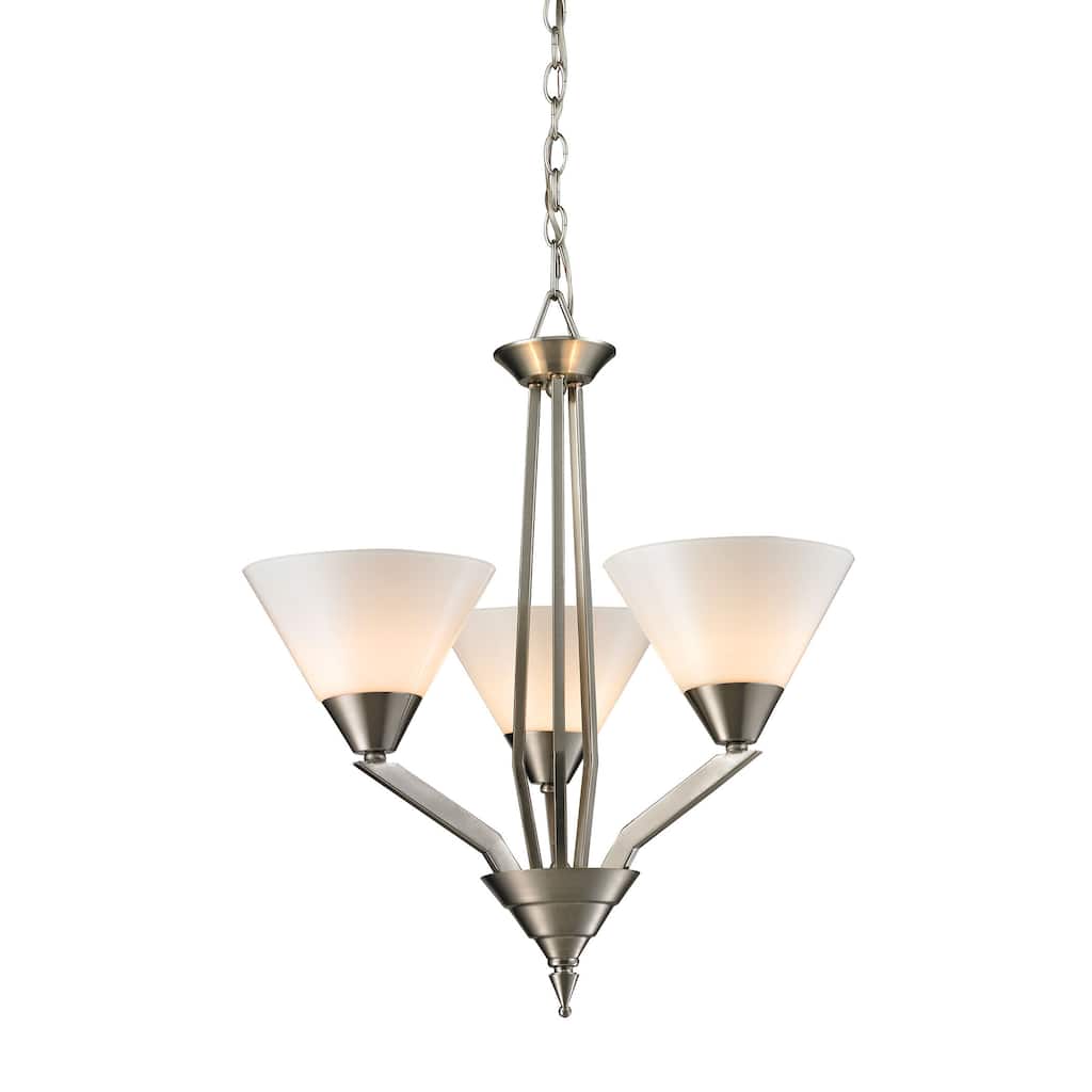 Elk Home Tribecca Brushed Nickel With White Glass Shade Chandelier