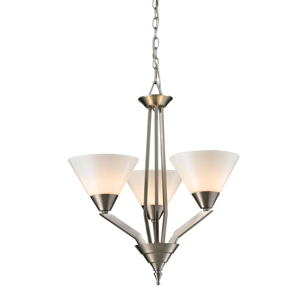 Elk Home Tribecca Brushed Nickel With White Glass Shade Chandelier