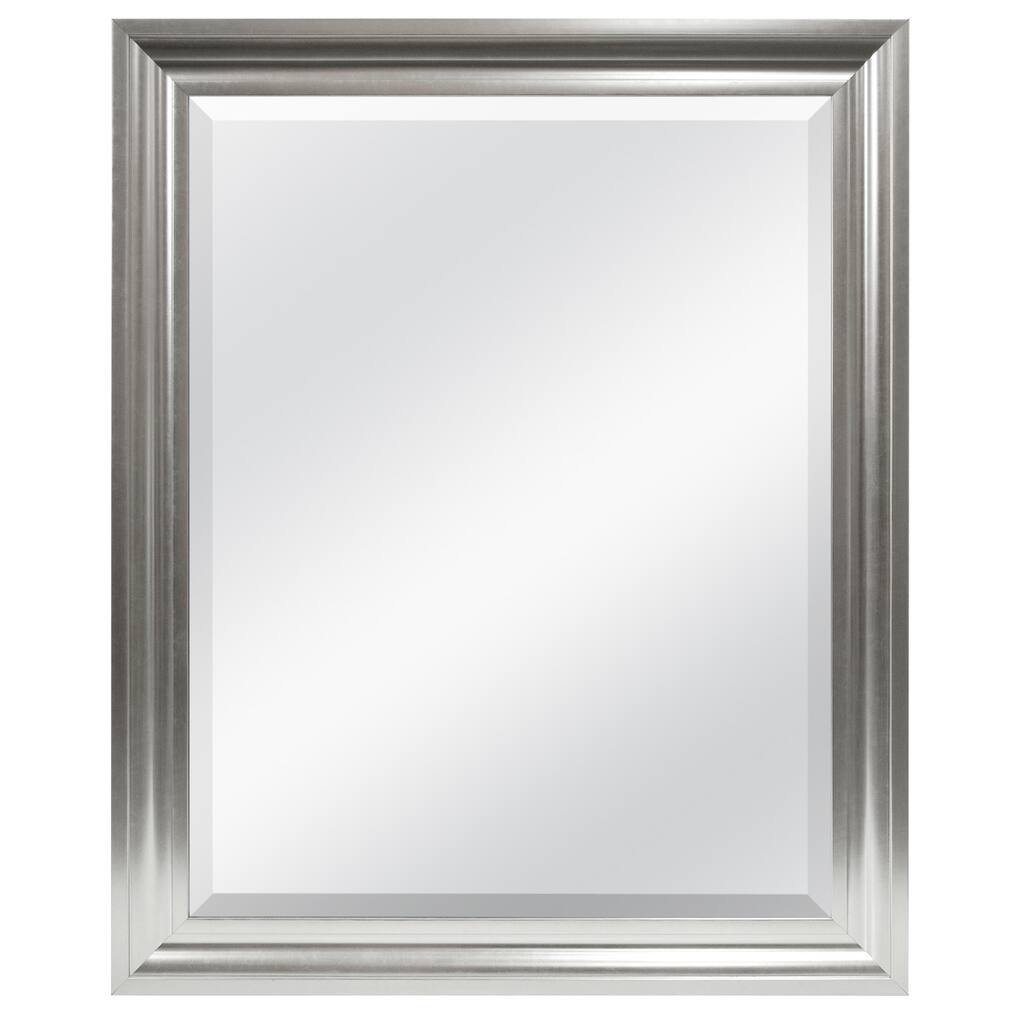Satin Silver Finished 27x33 Beveled Mirror - Silver/Grey
