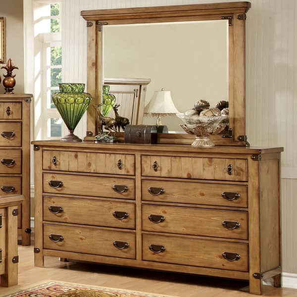 Sierren Country Brown Wood 2-Piece 8-Drawer Dresser and Mirror Set by  Furniture of America - Bed Bath & Beyond - 21906756