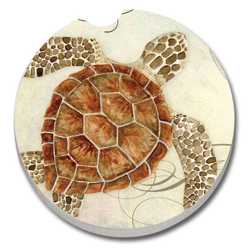 Counterart Absorbent Stone Car Coaster Sea Turtle (Set of 2)
