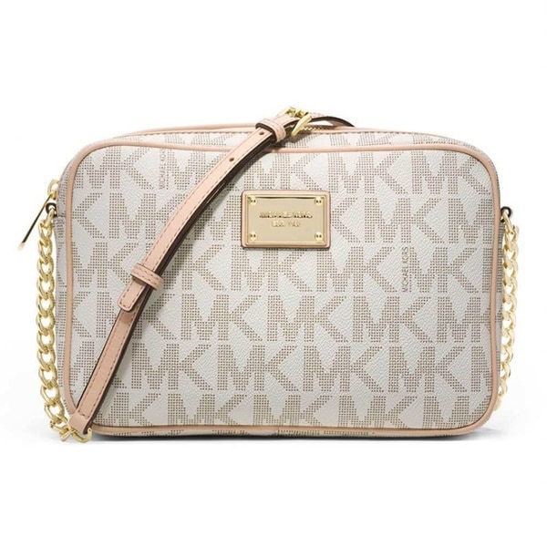 Shop Michael Kors Jet Set Vanilla Signature Crossbody Handbag - Free Shipping Today - Overstock ...