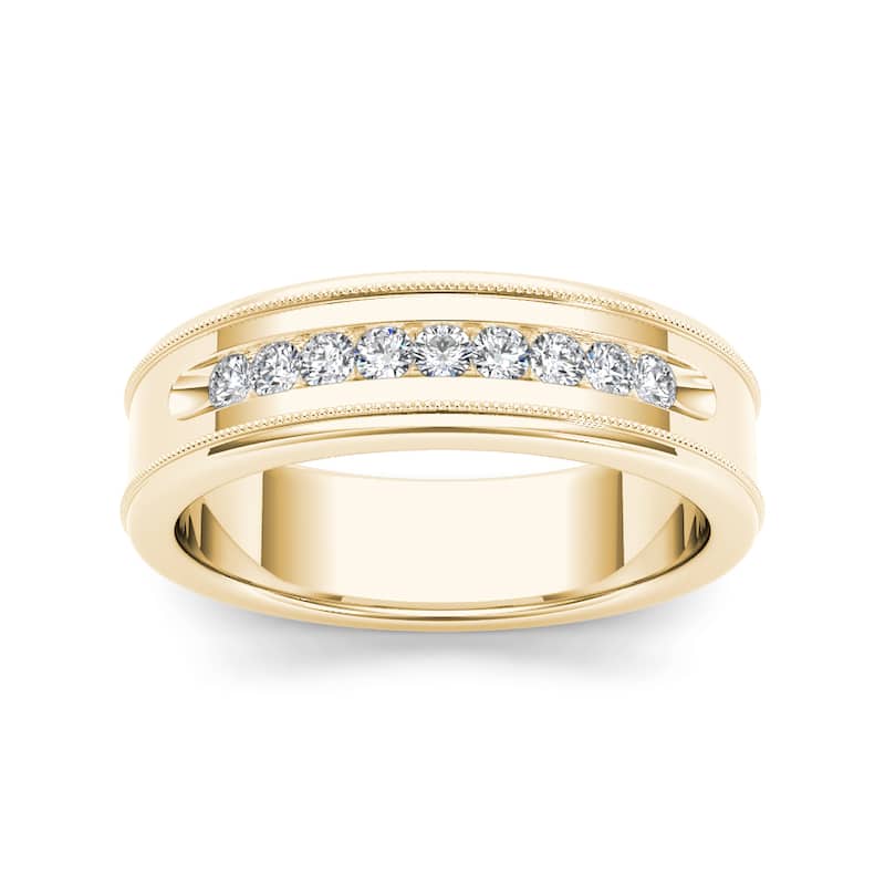 De Couer IGI Certified 14k Yellow Gold 1/3ct TDW Diamond Men's Wedding Band - Size  9