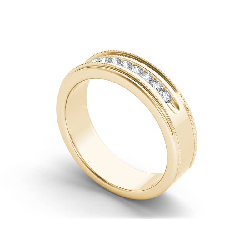 De Couer IGI Certified 14k Yellow Gold 1/3ct TDW Diamond Men's Wedding Band