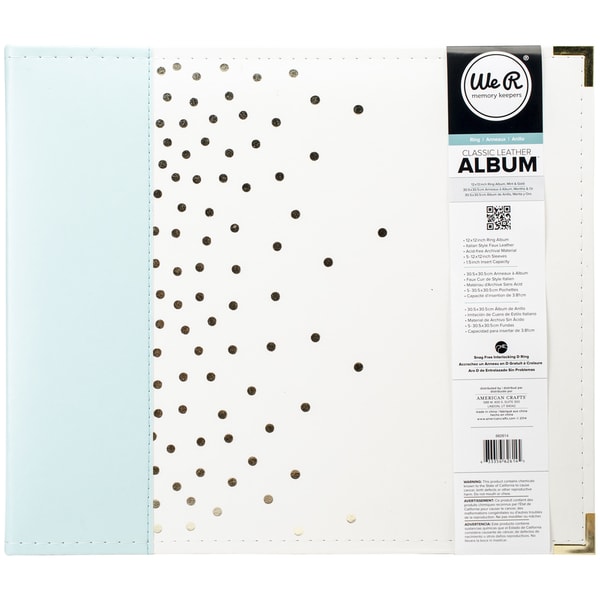 We R Designer D Ring Album 12inX12in Mint W/Gold Foil Dots   17383804