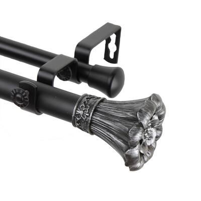 InStyleDesign Floweret 1 Inch Diameter Adjustable Double Curtain Rod