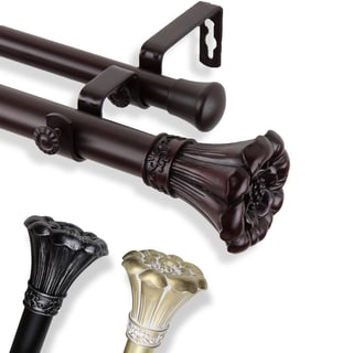 InStyleDesign Floweret 1 Inch Diameter Adjustable Double Curtain Rod