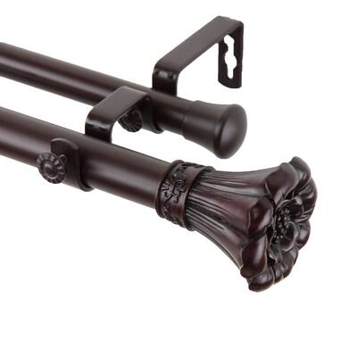 InStyleDesign Floweret 1 Inch Diameter Adjustable Double Curtain Rod