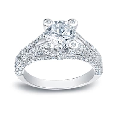 Auriya Unique 2ct TDW Round Diamond Engagement Ring 14k White Gold (H-I, SI1-SI2)