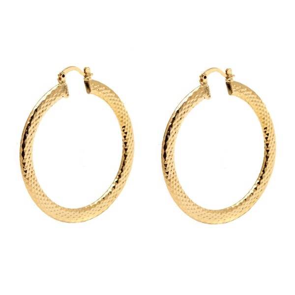 Shop Goldplated 50mm Gold Diamond-cut Hoop Earrings - Free Shipping On ...