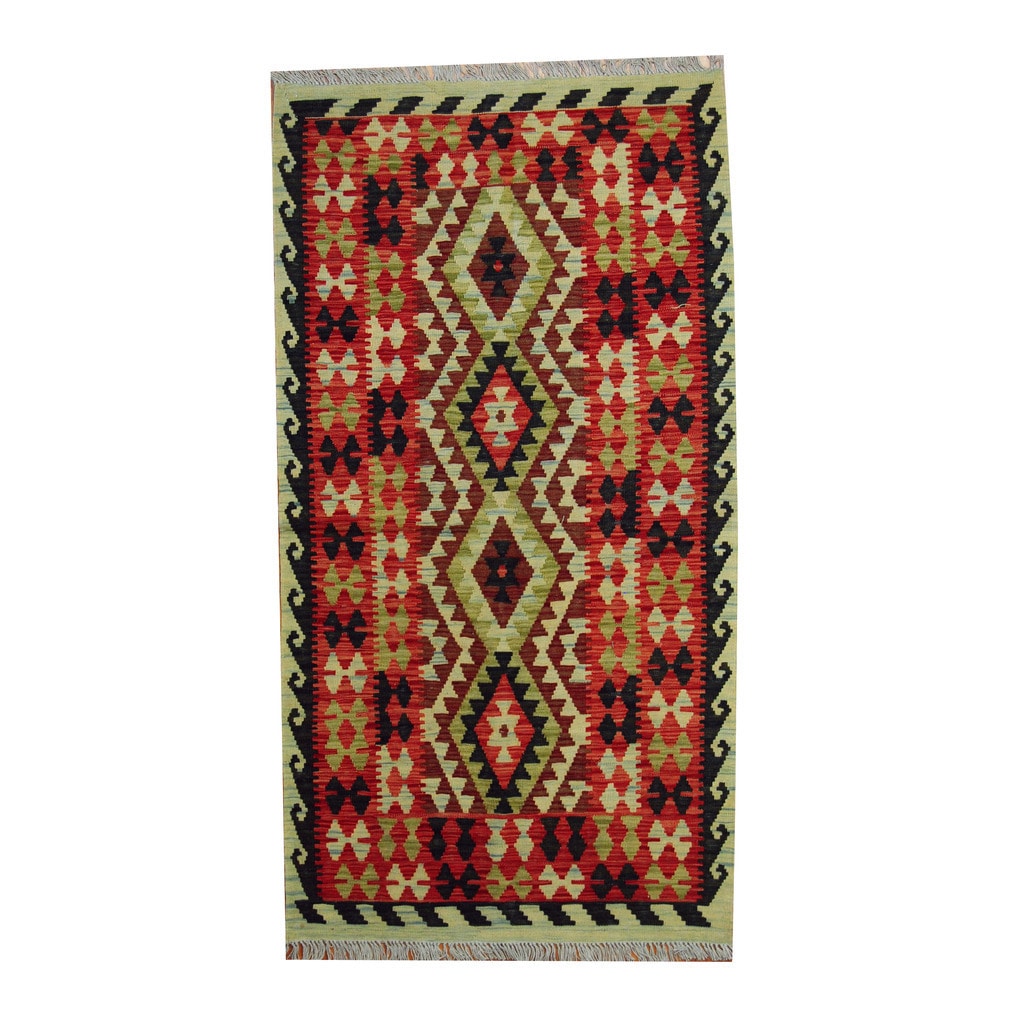 Handmade One-of-a-Kind Vegetable Dye Wool Kilim (Afghanistan) - 3'6 x 6'7 -  Bed Bath & Beyond - 10267177