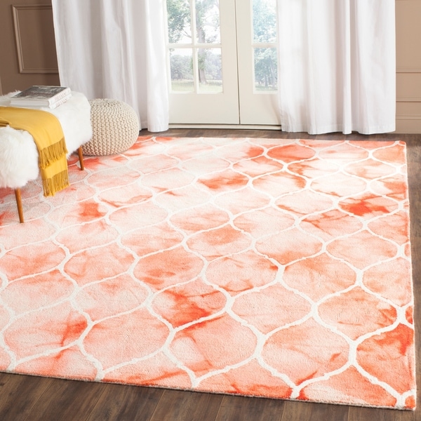 Safavieh Handmade Dip Dye Watercolor Vintage Orange/ Ivory Wool Rug - 8' x 10'