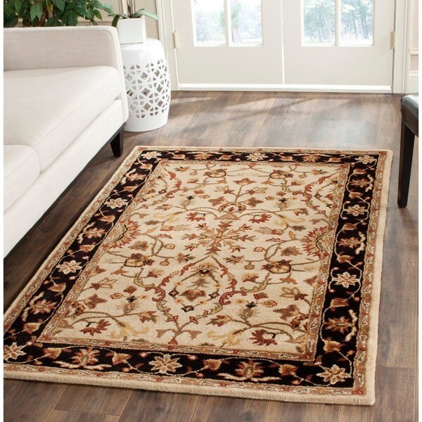Safavieh Hand-Tufted Stratford Beige/ Black N.Z. Wool Rug - 8' x 10'