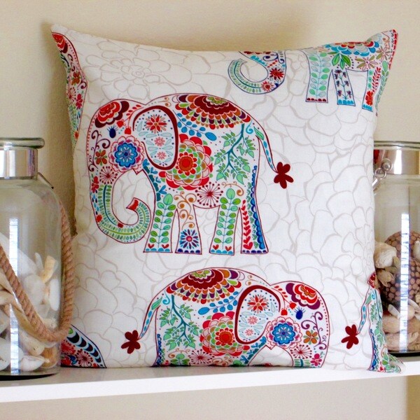 Artisan Pillows 20-inch Indoor Kids Nursery Throw Pillow Elephants ...