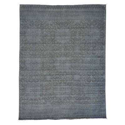 Handmade Overdyed Grey Peshawar Oriental Rug