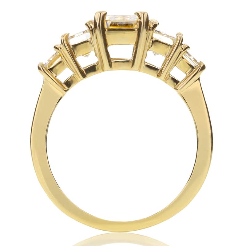 Annello by Kobelli 14k Yellow Gold Emerald-cut Moissanite and 1 1/3ct TDW Diamond Five Stone Engagem