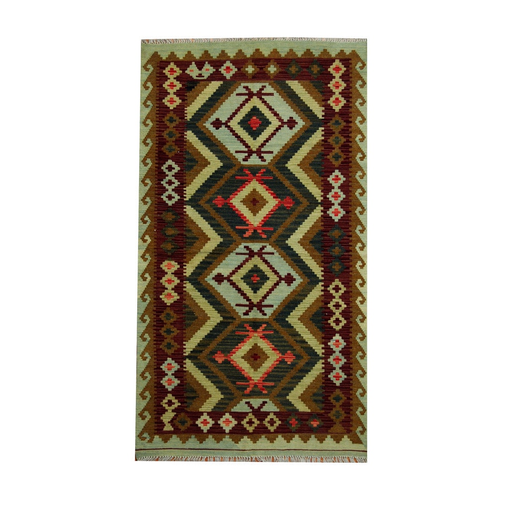 Bright & Colourful Afghan Vegetable Dyed Kilim Rug 98x153cm