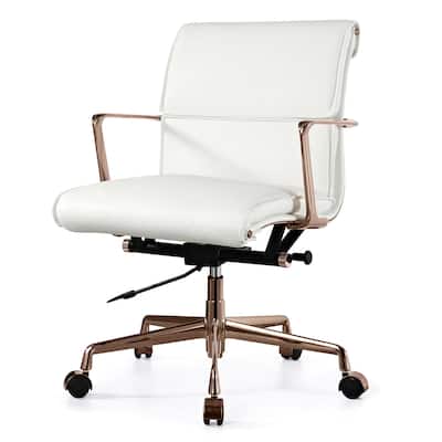 TWOPAD Office Chair in Rose Gold and White Italian Leather Smooth Back