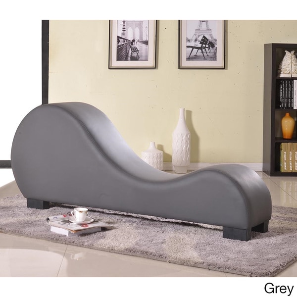 Kingway Furniture Faux Leather Deluxe Curved Relaxing Yoga Chaise in Brown