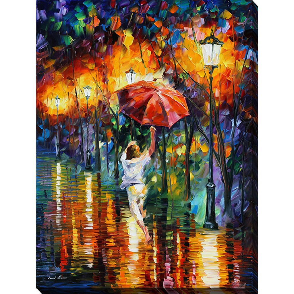 Shop Leonid Afremov Red Umbrella Giclee Print Canvas Wall Art Overstock 10272958