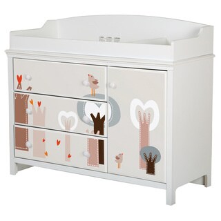 South Shore Cotton Candy Changing Table with Removable Top and Magic Forest Ottograff