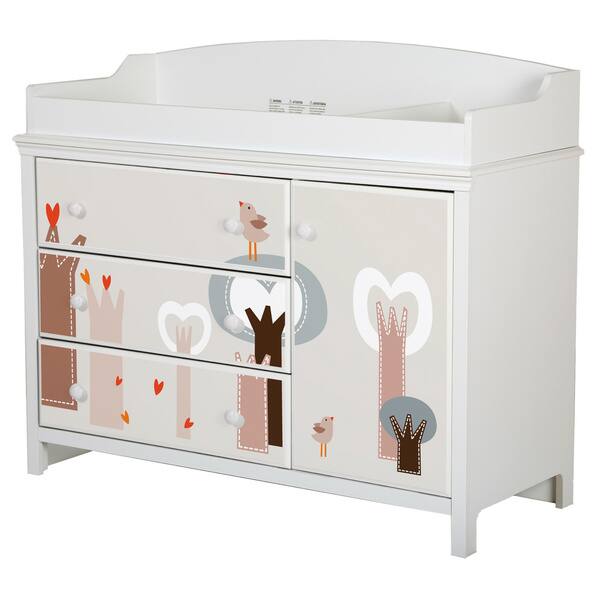 slide 2 of 4, South Shore Cotton Candy Changing Table with Removable Top and Magic Forest Ottograff