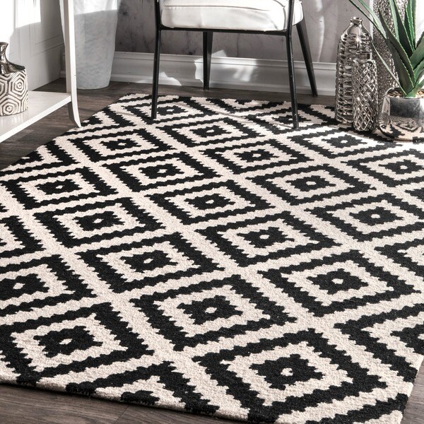 nuLOOM Handmade Abstract Wool Fancy Pixel Trellis Area Rug