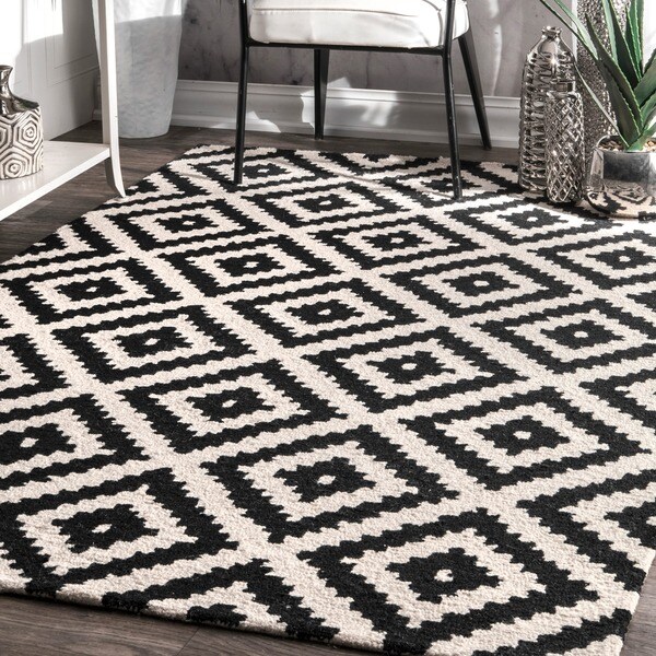 nuLOOM Handmade Abstract Wool Fancy Pixel Trellis Rug (5' x 8')