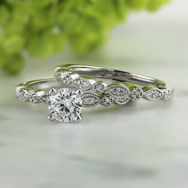 Auriya 14k Gold Vintage-Inspired 4/5ct TDW Diamond Engagement Ring Set