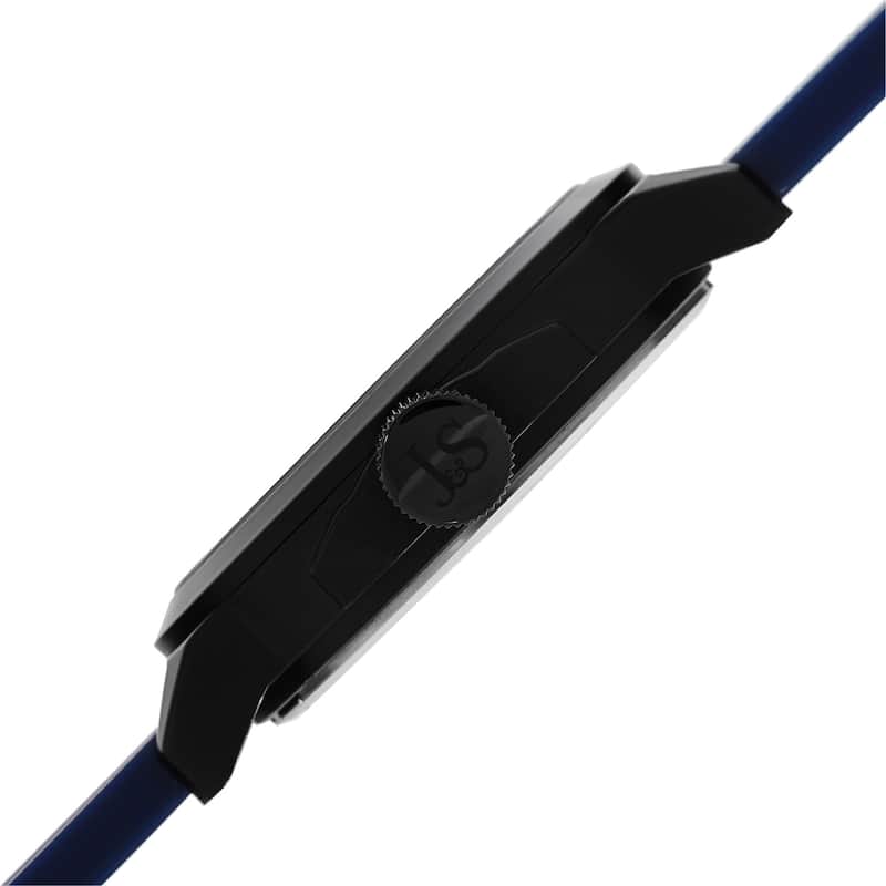 Joshua & Sons Men's Quartz Triple Time-Zone Rubber Blue Strap Watch