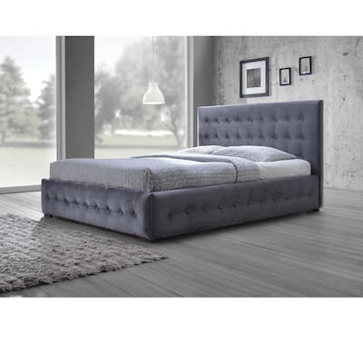 Baxton Studio Pittman Grey Tufted Upholstered Platform Bed