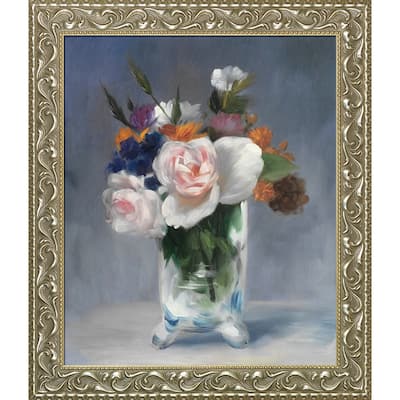 La Pastiche Edouard Manet Flowers in a Crystal Vase Hand Painted Framed Canvas Art