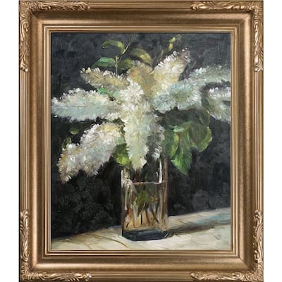 La Pastiche Edouard Manet 'Lilacs in a Vase' Hand Painted Framed Canvas ...