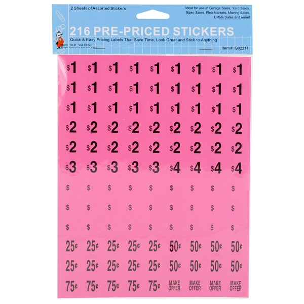 pre printed price stickers