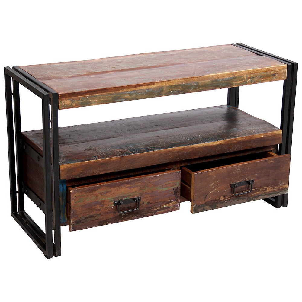 Handmade Old Reclaimed Wood Tv Cabinet With Double Drawers India 41 X 1575 X 235 On Sale Overstock 10274527