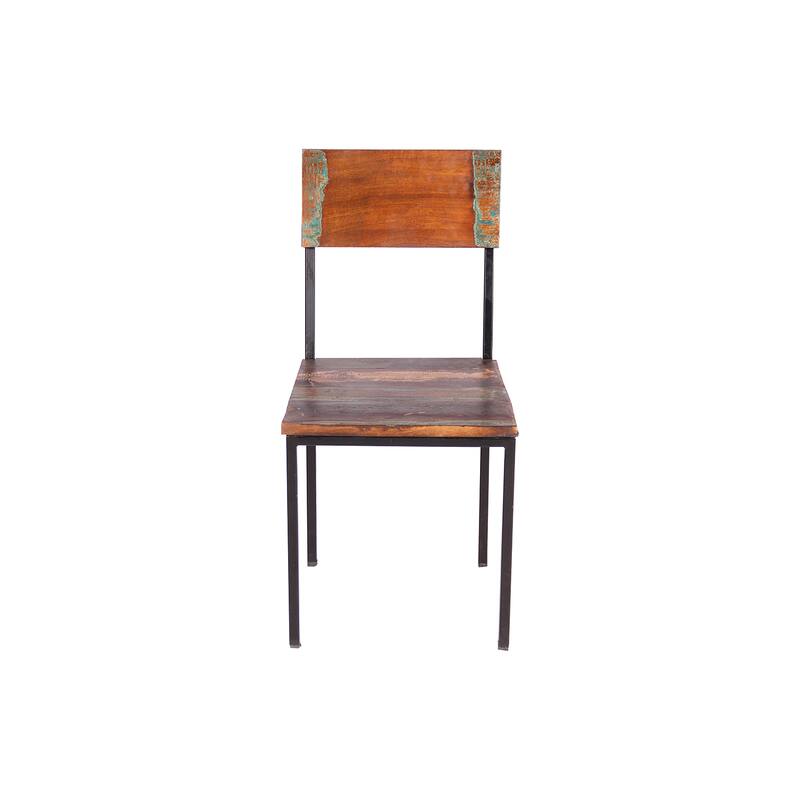 Handmade Old Reclaimed Wood and Metal Chairs, Set of 2 (India) - 36"H x 18"W x 18"L