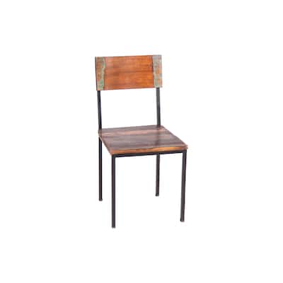 Handmade Old Reclaimed Wood and Metal Chairs, Set of 2 (India) - 36"H x 18"W x 18"L