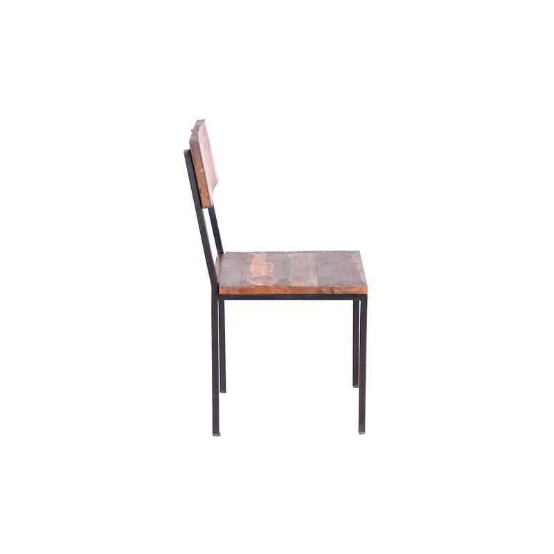 Handmade Old Reclaimed Wood and Metal Chairs, Set of 2 (India) - 36"H x 18"W x 18"L