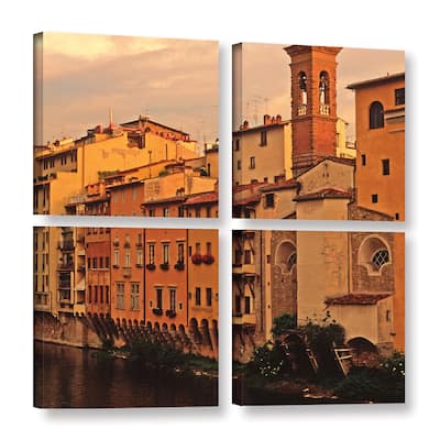 ArtWall Kathy Yates 'Florence Charm' 4 Piece Gallery-wrapped Canvas Square Set - Multi