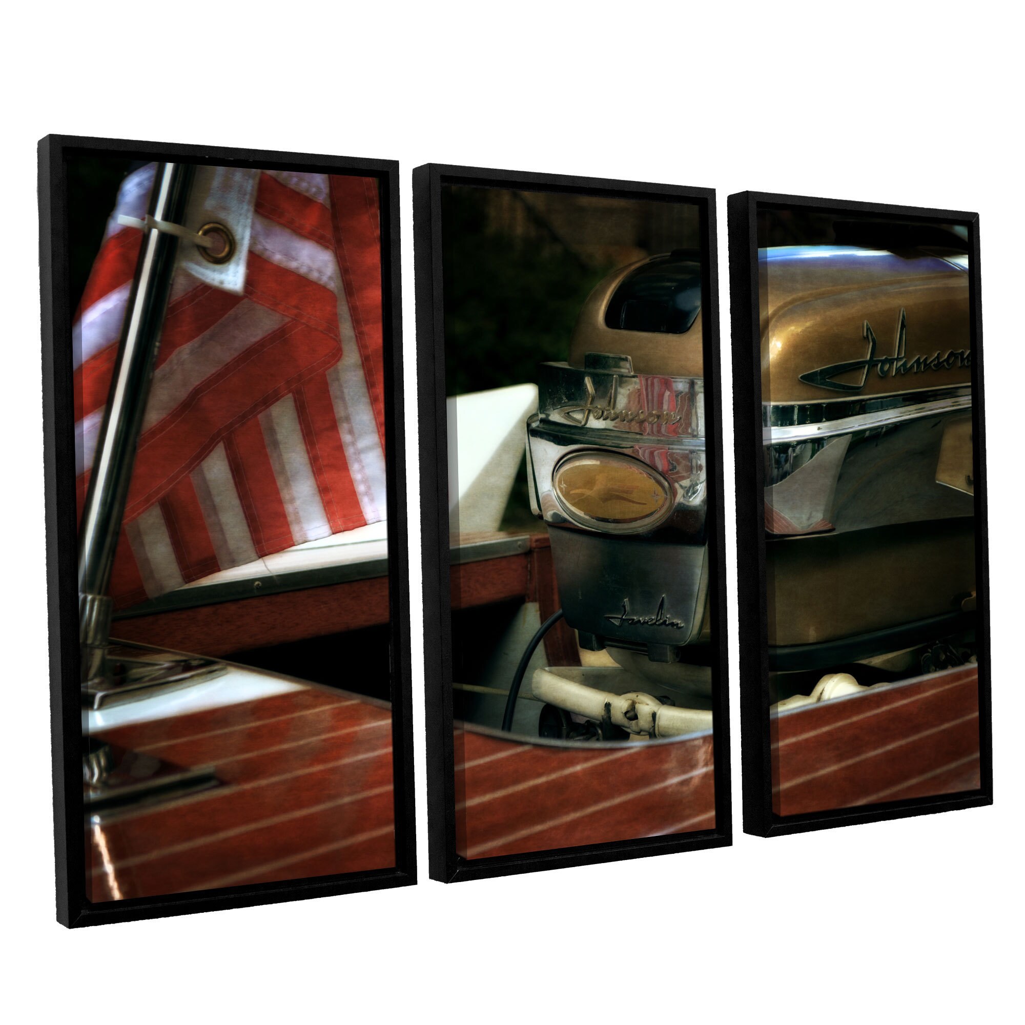 ArtWall Kevin Calkins Chris Craft Interior 3-Piece Floater Framed Canvas Set - 24x36