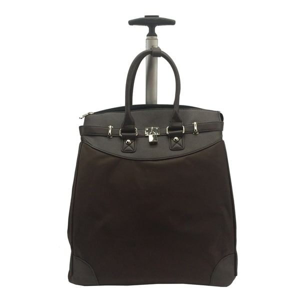 Classic Brown Microfiber Rolling Carry On 14-inch Laptop/ Tablet Tote Bag