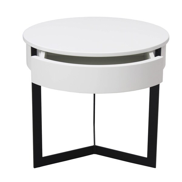 Aurelle Home Gee White Round Modern End Table Free Aurelle Home Gee White Round Modern End Table