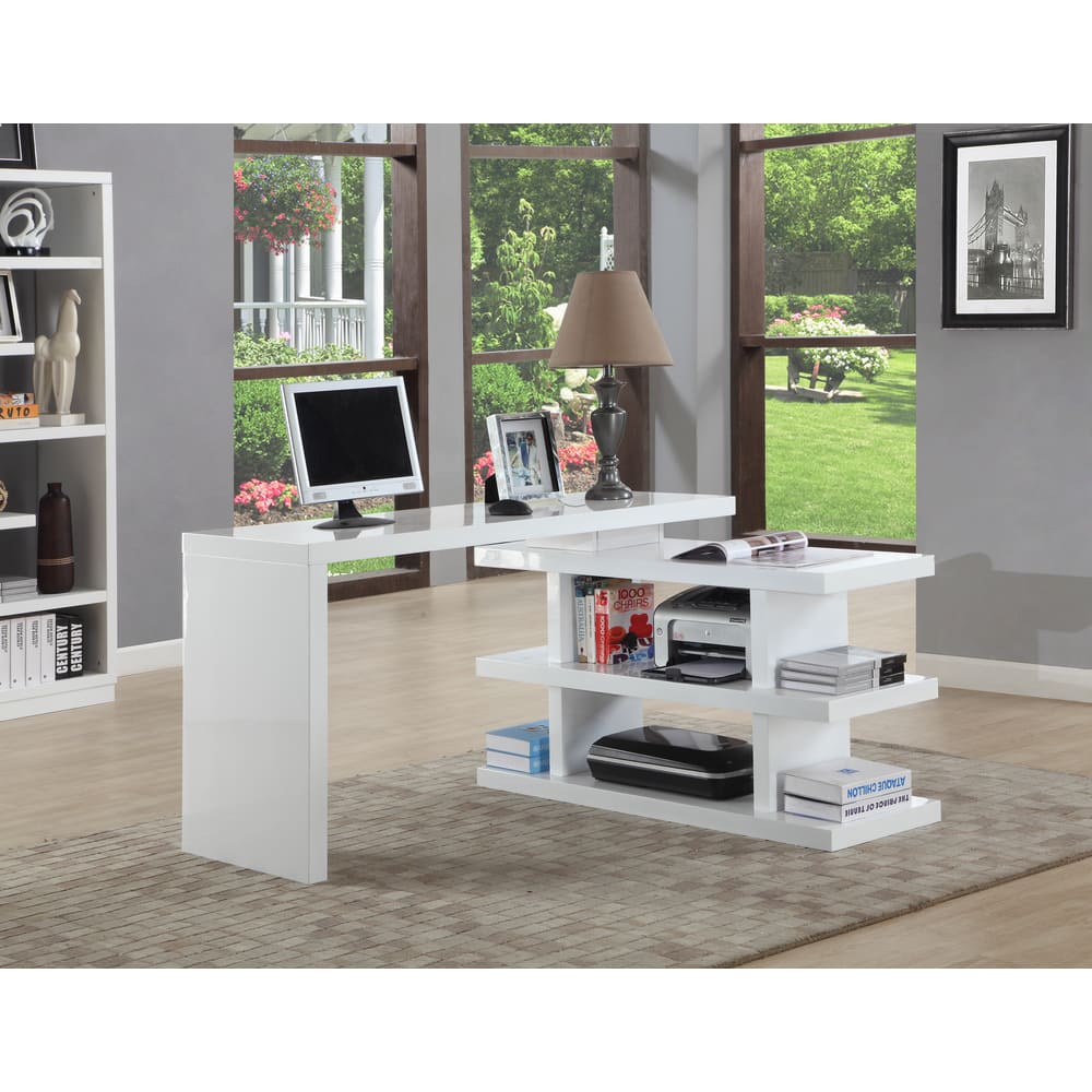 Somette Gloss White Motion Home Office Desk
